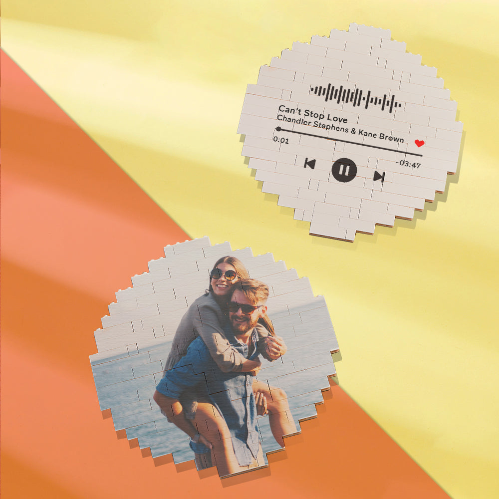 litzzy Custom Music Code Building Block Personalized Photo Brick Puzzles Building Brick Photo Photo & Music Code 20*20.5cm=7.87*8.07in 