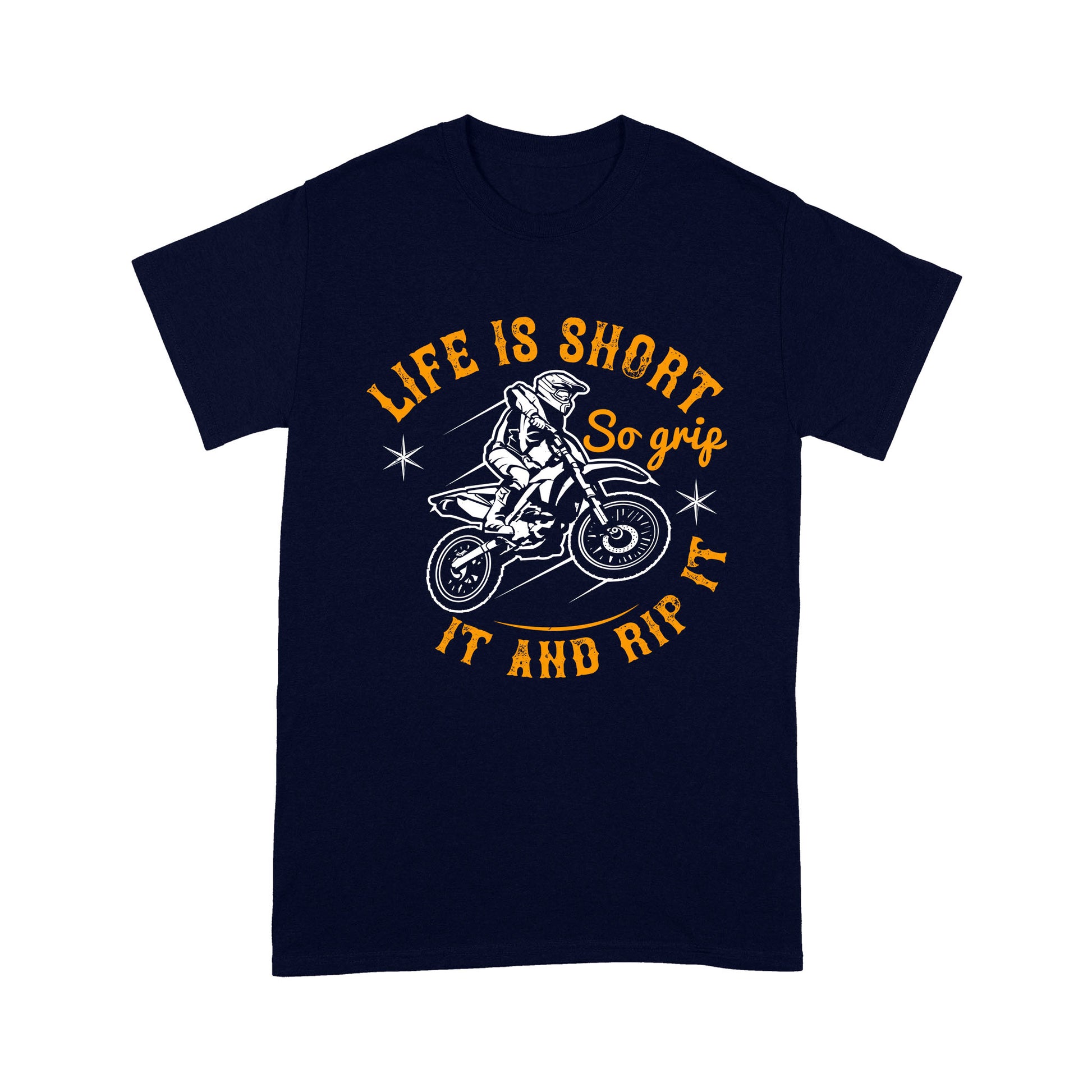litzzy Life is short, so grip it and rip it- Motorcycle T-Shirt | Made in US T-Shirt S Navy 