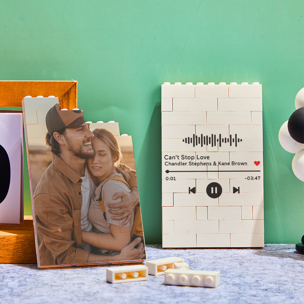 litzzy Personalised Building Brick Rectangle Scannable Code Photo Block Building Brick Photo Photo & Music Code 7.4*11.8cm=2.91*4.65in 