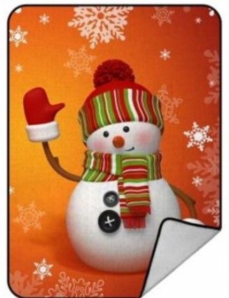 litzzy 3d Snowman CLT0412002N Sherpa Fleece Blanket Sherpa Fleece Blanket   