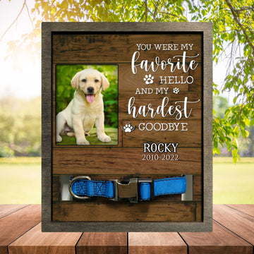 litzzy My Favorite Hello And Hardest Goodbye, Dog Photo Keepsake, Pet Loss Sympathy, Dog Memorial Plaque Pet Picture Frame Style 1 8.7 x 10.6 