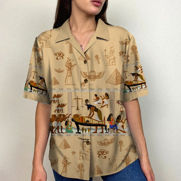 litzzy Egypt Hawaiian Shirt and Men Beach Shorts, Egyptian Pattern Hawaiian Shirt For Men, Woman, Litzzy Aloha Shirt Hawaii Shirt   