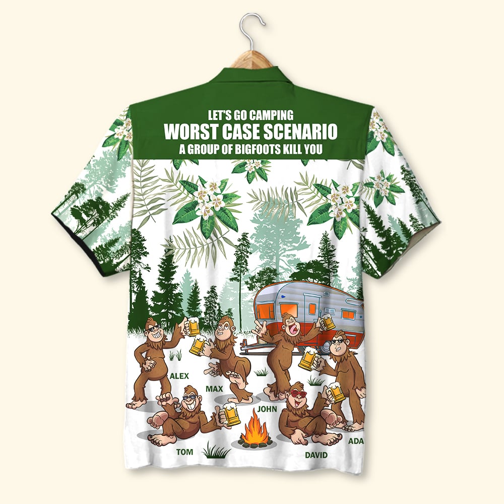 litzzy Let's Go Camping Worst Case Scenario A Group Of Bigfoots Kill You Personalized Hawaiian Shirt Hawaiian Shirt For Men, Woman, Litzzy Aloha Shirt Hawaii Shirt   