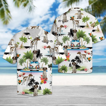 litzzy German Shorthaired Pointer Hawaiian Shirt, Dog Hippie Palm Vacation Aloha Shirt For Men, Women - Perfect Gift For Dog Lovers, dog hawaiian shirt Hawaii Shirt   