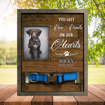 litzzy Pawprints Memorial Pet Tag Frame, Pawprints Left By You, Dog Memorial Gifts Pet Picture Frame Style 1 8.7 x 10.6 