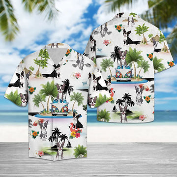 litzzy Boston Terrier Hawaiian Shirt, Dog Hippie Palm Vacation Aloha Shirt For Men, Women - Perfect Gift For Dog Lovers, Husband, Boyfriend, Friend, Wife, dog hawaiian shirt Hawaii Shirt   