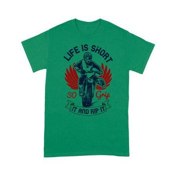 litzzy Life is short, so grip it and rip it 2 - Motorcycle T-Shirt | Made in US T-Shirt S Kelly 