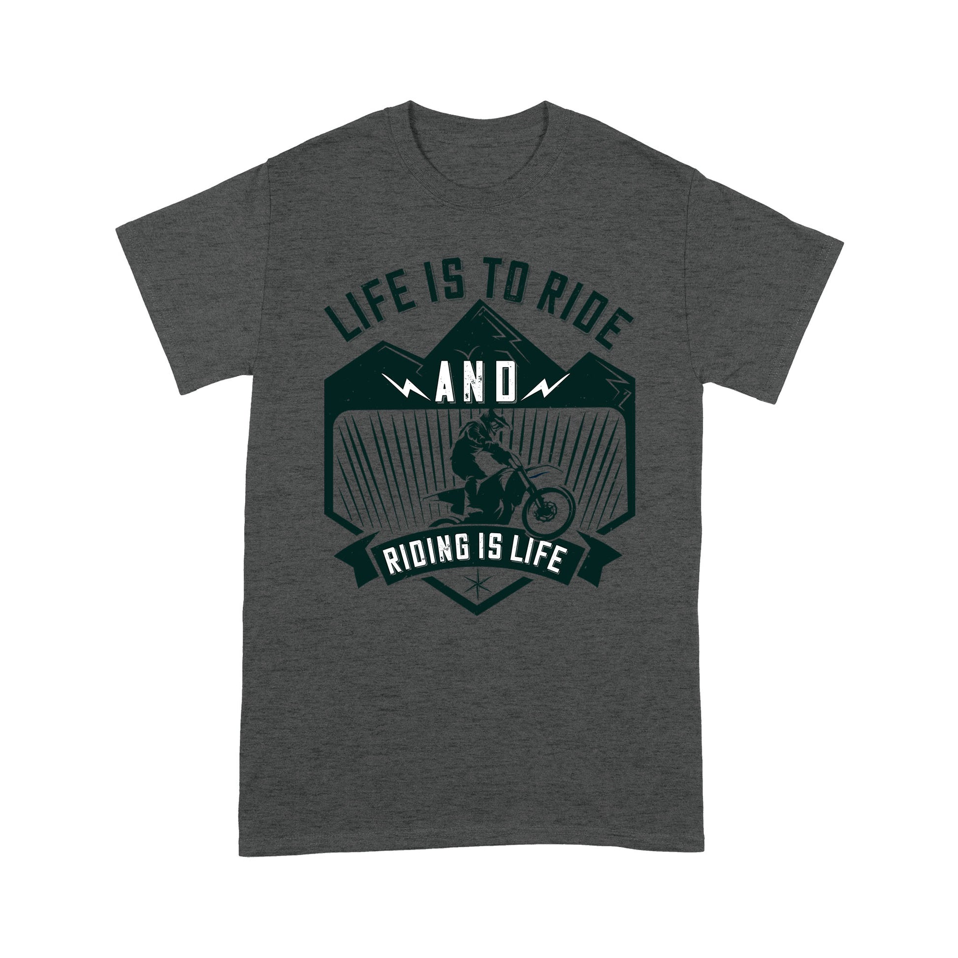 litzzy Life is to ride, and riding is life - Motorcycle T-Shirt | Made in US T-Shirt S Dark Heather Grey 