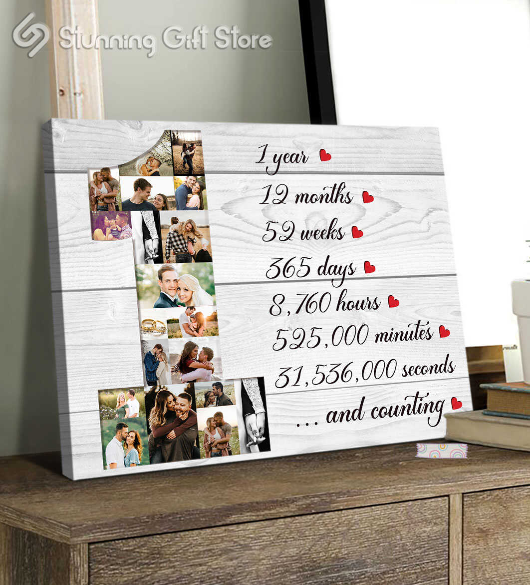 litzzy 1 Year Anniversary Photo Collage Canvas Print, One Year Anniversary Gift, 1st Anniversary Gift - Litzzy Wall Art Canvas Canvas Wall Art   