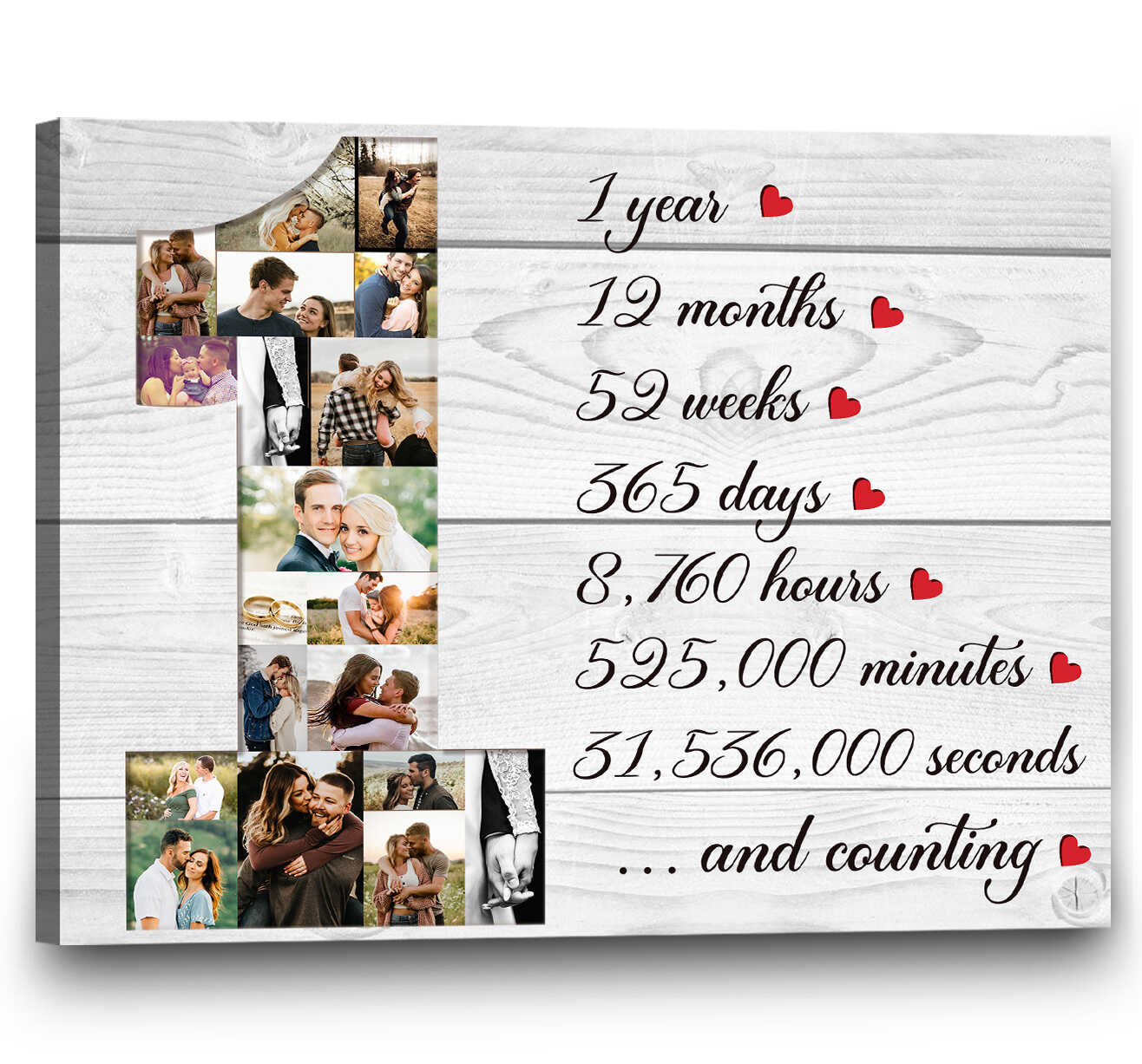 litzzy 1 Year Anniversary Photo Collage Canvas Print, One Year Anniversary Gift, 1st Anniversary Gift - Litzzy Wall Art Canvas Canvas Wall Art   