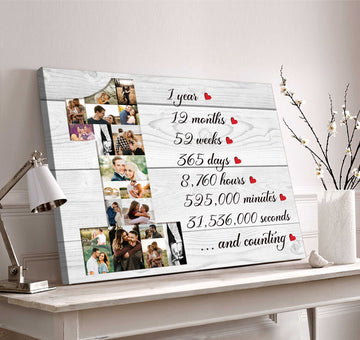 litzzy 1 Year Anniversary Photo Collage Canvas Print, One Year Anniversary Gift, 1st Anniversary Gift - Litzzy Wall Art Canvas Canvas Wall Art   