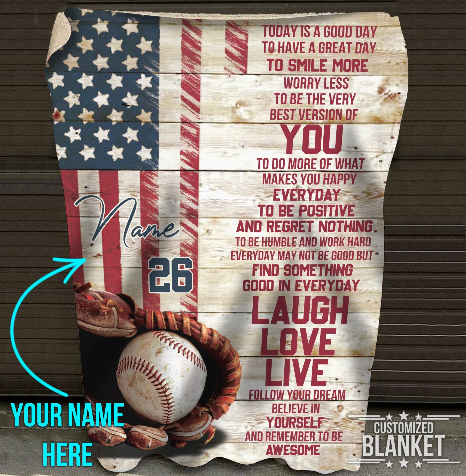 litzzy Personalized Baseball Today Is A Good Day Fleece Blanket - Tlnb1011201 Quilt Blanket 50x60  