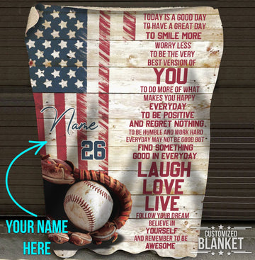 litzzy Personalized Baseball Today Is A Good Day Fleece Blanket - Tlnb1011201 Quilt Blanket 50x60  