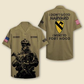litzzy Custom Military Unit - Personalized Army Veteran Hawaiian Shirt - Didn't Go To Harvard I Went To Fort Hood Hawaiian Shirt For Men, Woman, Litzzy Aloha Shirt Hawaiian Shirt   