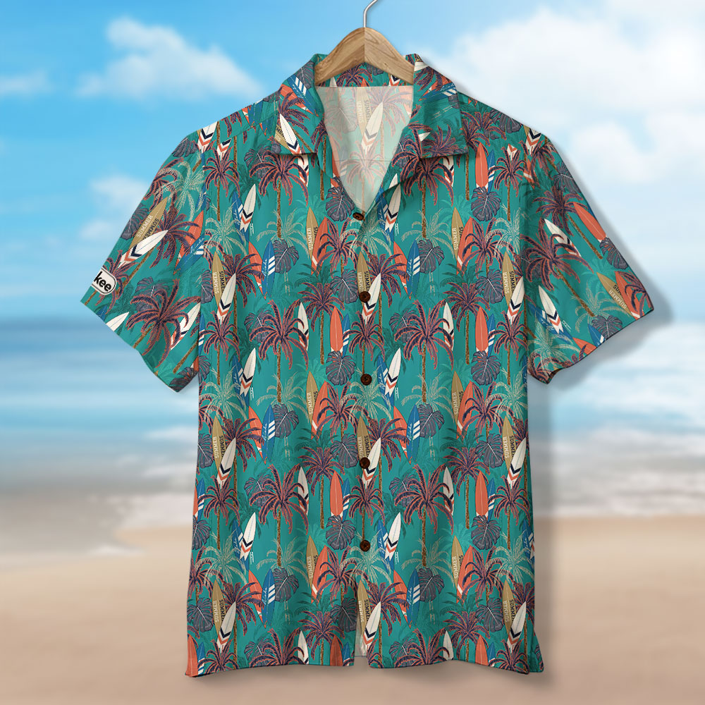 litzzy Surfing Hawaiian Shirt - Custom Palm Trees Background Hawaiian Shirt For Men, Woman, Litzzy Aloha Shirt Hawaii Shirt   