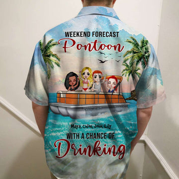 litzzy Personalized Pontoon Friends Hawaiian Shirt - Weekend Forecast With A Chance Of Drinking - Beach & Palm Pattern Fol7-Vd1 Hawaiian Shirt For Men, Woman, Litzzy Aloha Shirt Hawaiian Shirt   
