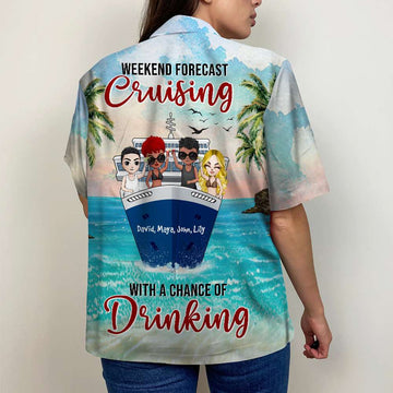 litzzy Personalized Cruising Friends Hawaiian Shirt - Weekend Forecast - Cheers To Friends On Cruise Ship frd2104 Fol8-Vd1 Hawaiian Shirt For Men, Woman, Litzzy Aloha Shirt Hawaiian Shirt   