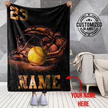 litzzy Personalized Softball Darkness Fleece Blanket - Tlnb0911203 Quilt Blanket 50x60  