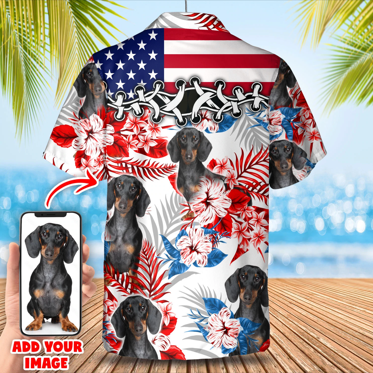 litzzy Pet Custom Photo American Flag Hawaiian Shirt, Dog Summer aloha shirt, Men Hawaiian shirt, Women Hawaiian shirt - Aloha shirt Hawaiian Hawaii Shirt For Summer Hawaii Shirt   