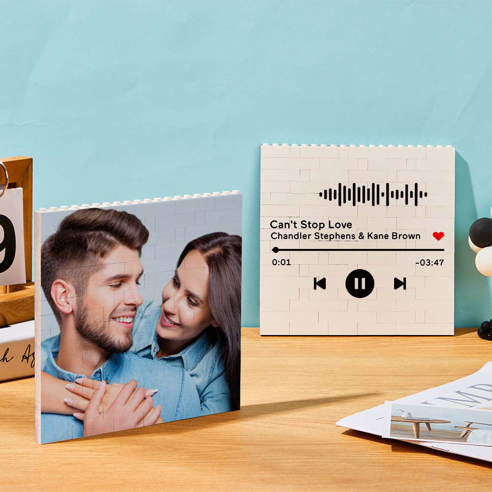 litzzy Custom Building Brick Personalized Square Block Puzzle Building Brick Photo Photo & Music Code 16*16cm=6.3*6.3inch 