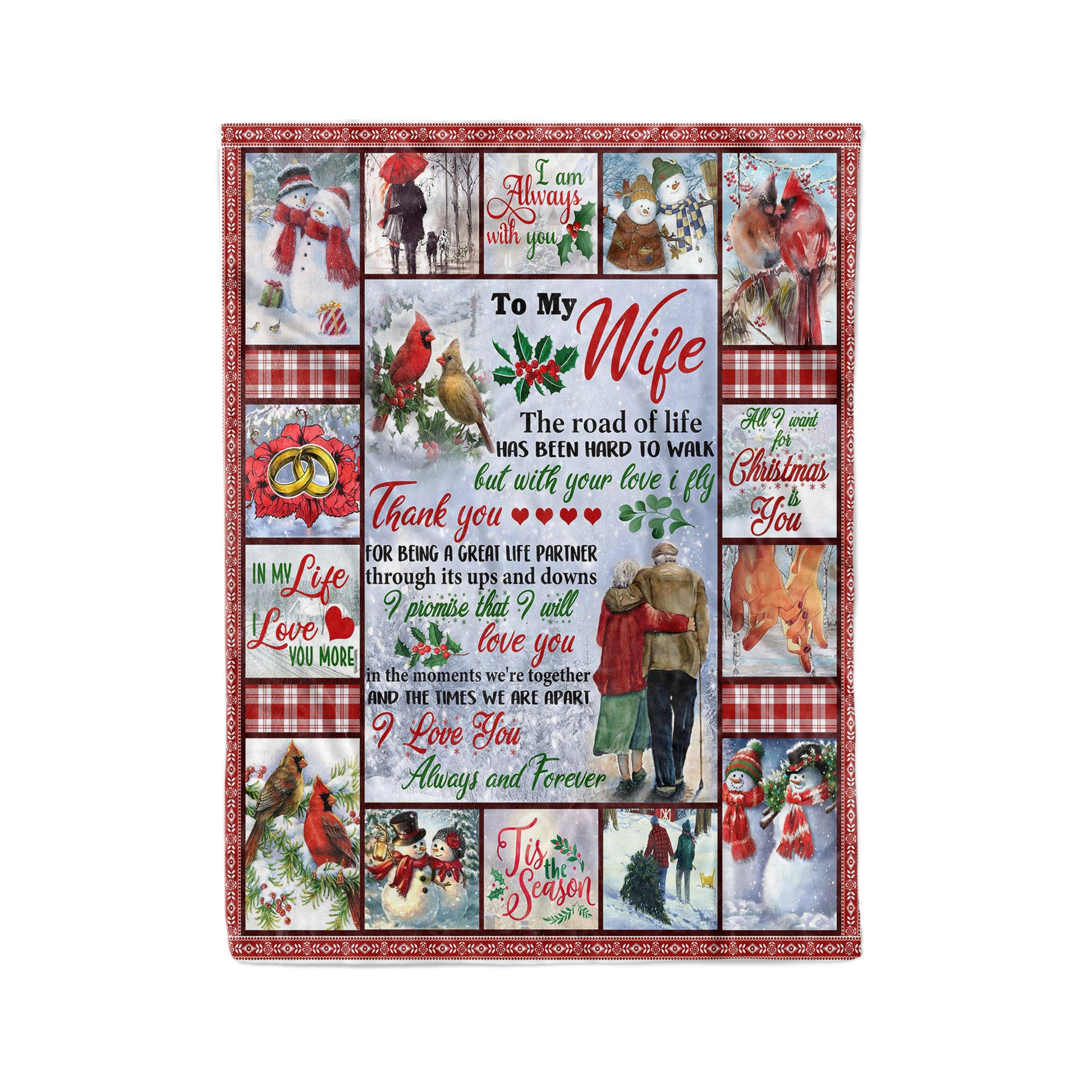 litzzy To My Wife Christmas LML111143DT Fleece Blanket - Fleece Blanket  Large (60x80in)  