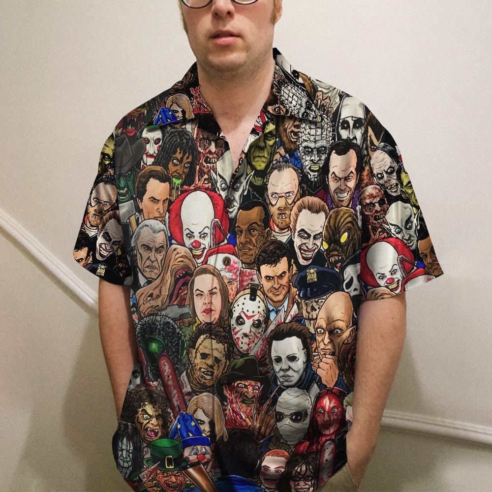 litzzy Horror Movie Film Hawaiian Shirt And Men Beach Shorts 3 Hawaiian Shirt For Men, Woman, Litzzy Aloha Shirt Hawaii Shirt   