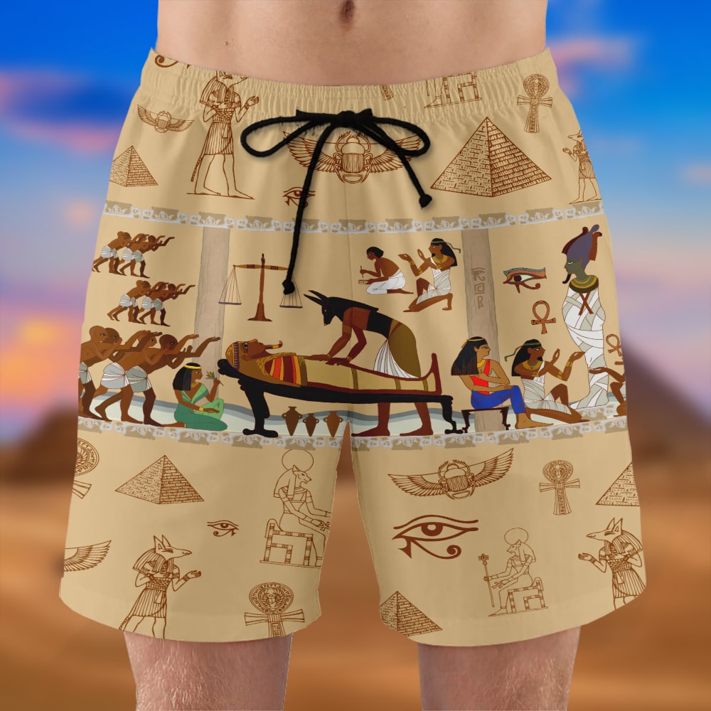 litzzy Egypt Hawaiian Shirt and Men Beach Shorts, Egyptian Pattern Hawaiian Shirt For Men, Woman, Litzzy Aloha Shirt Hawaii Shirt   