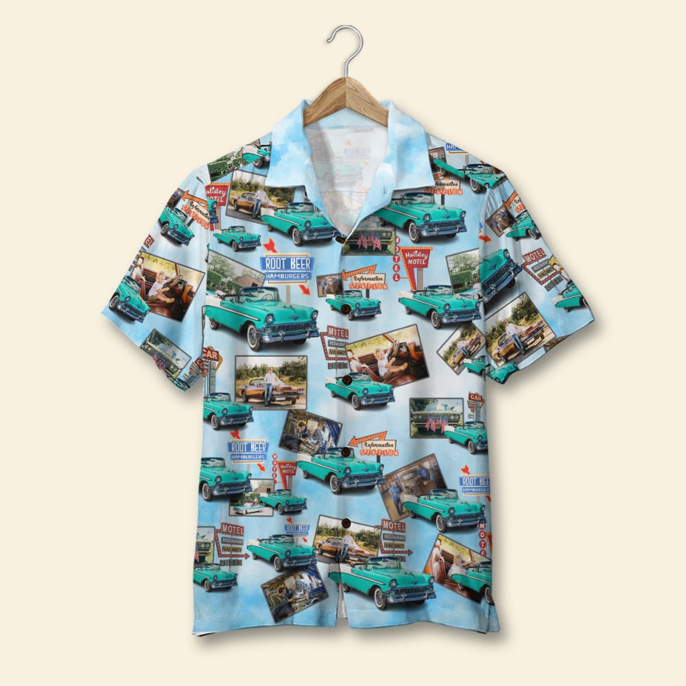 litzzy Custom Classic Car Hawaiian Shirt, Seamless Car Pattern, Up to 15 Photos Hawaiian Shirt For Men, Woman, Litzzy Aloha Shirt Hawaii Shirt   
