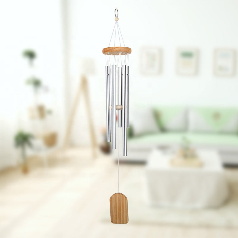litzzy 6 Aluminum Tubes Wooden Memorial Wind Chimes Wind Chimes Burlywood  