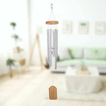 litzzy 6 Aluminum Tubes Wooden Memorial Wind Chimes Wind Chimes Burlywood  