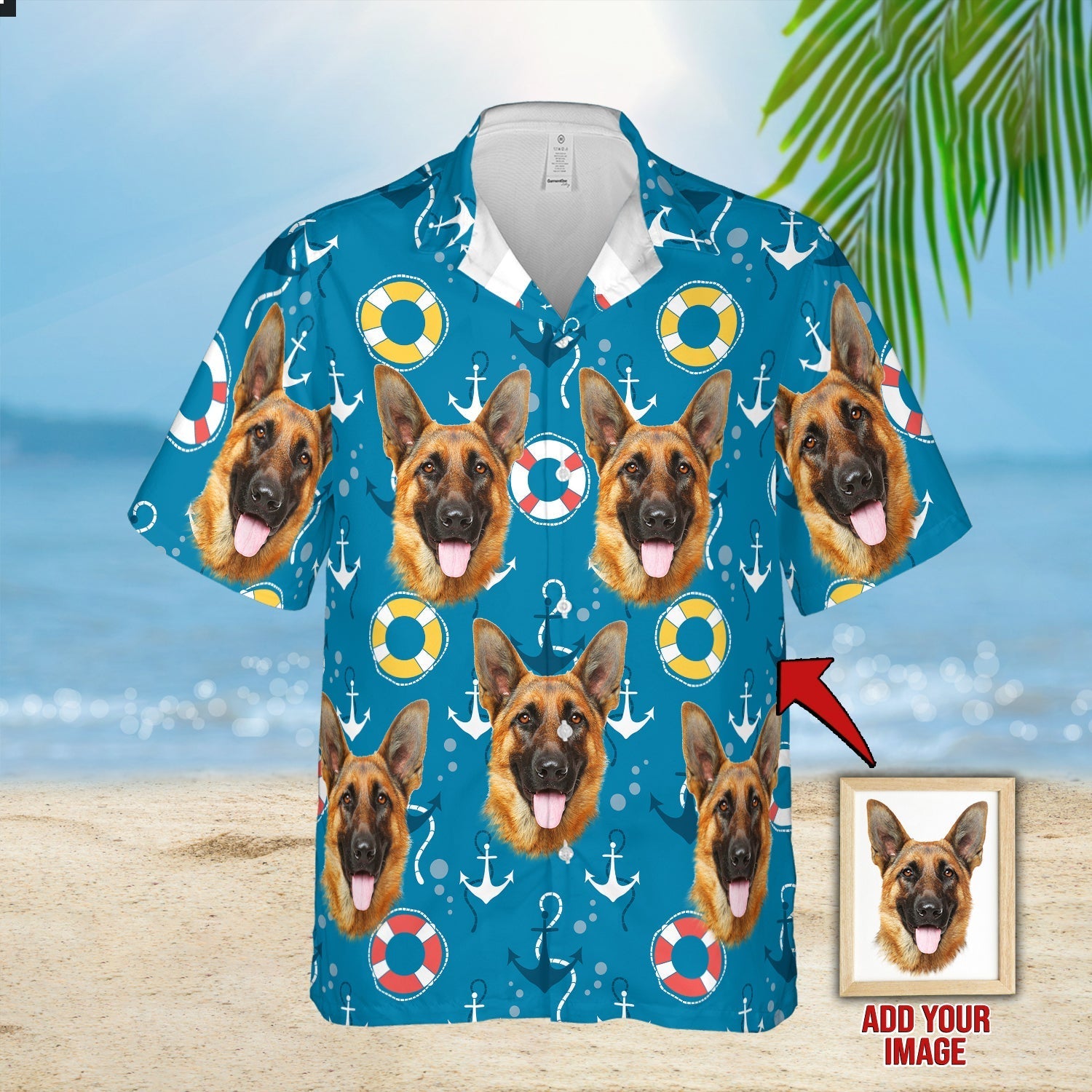 litzzy Custom Sea Pattern Short-Sleeve Hawaiian Shirt Hawaii Shirt   