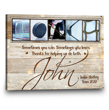 litzzy Ice Hockey Coach Gift, Thank You Coach Gift From Hockey Team, End Of Season Hockey Canvas Print Canvas Wall Art   