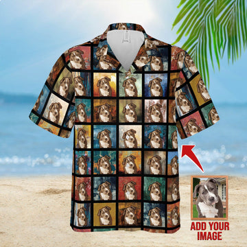 litzzy Custom Square Portrait Pattern Short-Sleeve Hawaiian Shirt Hawaii Shirt   