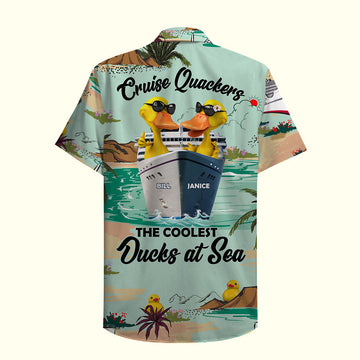 litzzy Personalized Cruising Ducks Hawaiian Shirt - Cruise Quackers The Coolest Ducks At Sea - Palm Cruise Pattern Hawaiian Shirt For Men, Woman, Litzzy Aloha Shirt Hawaiian Shirt   