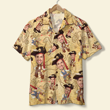 litzzy Custom Pirate Face Hawaiian Shirt and Men Beach Shorts- Summer Gift For Him, Pirate Lover Hawaiian Shirt For Men, Woman, Litzzy Aloha Shirt Hawaiian Shirt   