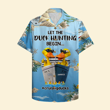 litzzy Personalized Cruising Duck CoupleHawaiian Shirt - Let The Duck Hunting Begin - Floral Pattern Hawaiian Shirt For Men, Woman, Litzzy Aloha Shirt Hawaiian Shirt   