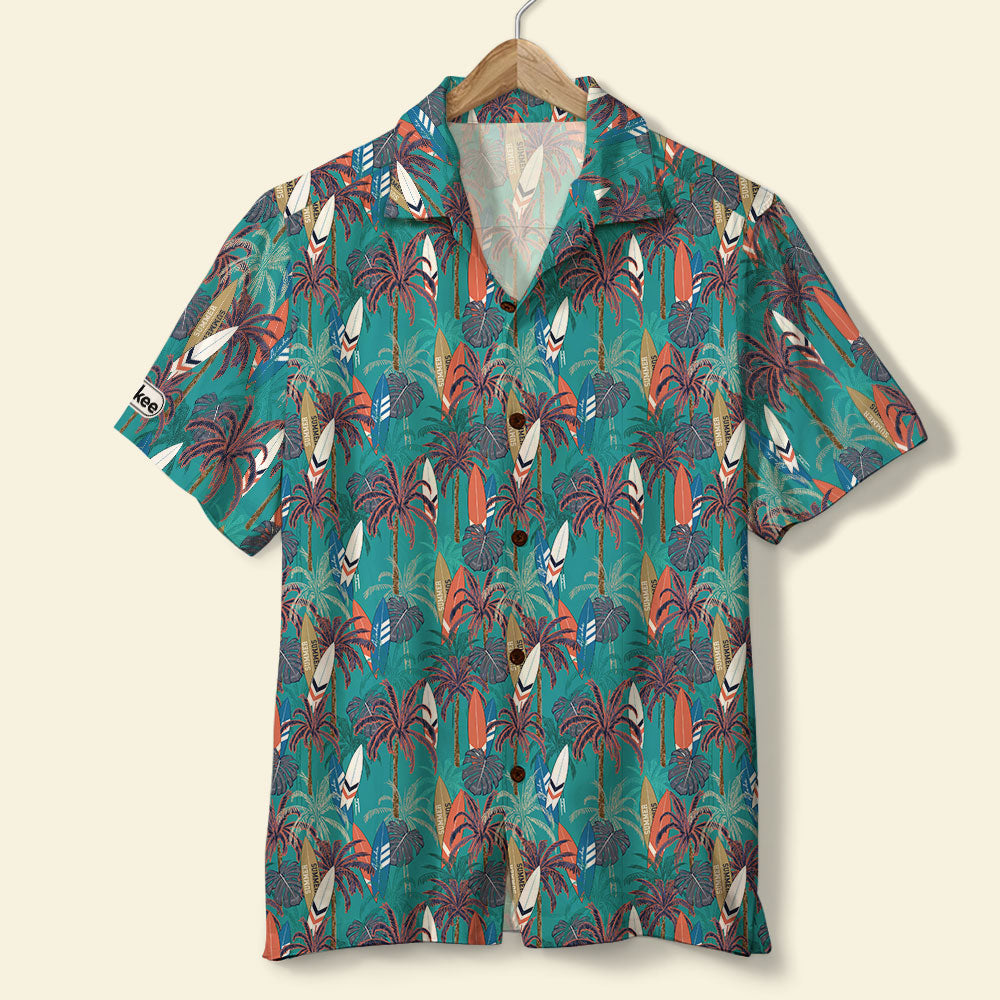 litzzy Surfing Hawaiian Shirt - Custom Palm Trees Background Hawaiian Shirt For Men, Woman, Litzzy Aloha Shirt Hawaii Shirt   