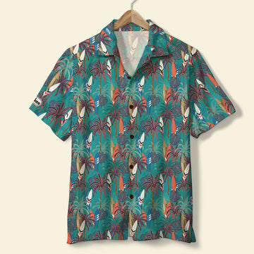litzzy Surfing Hawaiian Shirt - Custom Palm Trees Background Hawaiian Shirt For Men, Woman, Litzzy Aloha Shirt Hawaii Shirt   