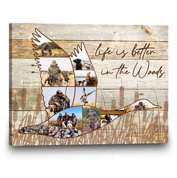 litzzy Goose Hunting Gift, Goose Hunting Photo Collage Canvas, Personalized Gift For Goose Hunter Canvas Wall Art   