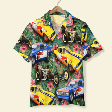 litzzy Drag Racing Custom Car Photos with Floral Pattern, Personalized Hawaiian Shirt, Gifts for Drag Racers Hawaiian Shirt For Men, Woman, Litzzy Aloha Shirt Hawaii Shirt   