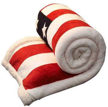 litzzy Oversized USA Flag Sherpa Fleece Throw Blanket Sherpa Fleece Blanket   