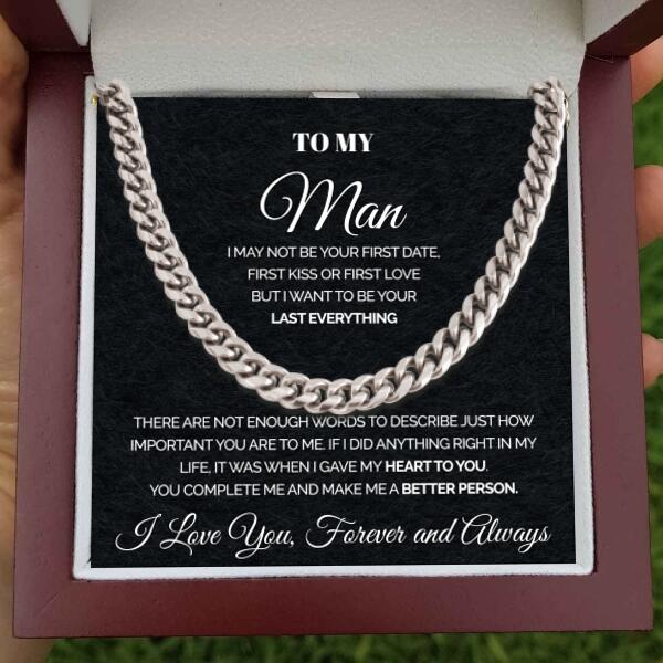 litzzy To My Man - You complete me - Personalized Cuban Link Chain Necklaces - To My Boyfriend , Gift For Boyfriend Jewelry   