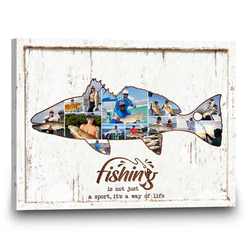 litzzy Redfish Fishing Photo Collage Canvas Redfish Gift for Him Canvas Wall Art   