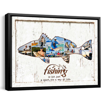 litzzy Redfish Fishing Photo Collage Canvas Redfish Gift for Him Canvas Wall Art   
