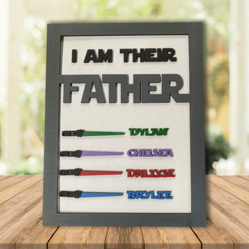 litzzy Personalized Name Puzzle Frame with Lightsaber Pattern for Father's Day Gift Style HM302 Custom Wooden Sign   