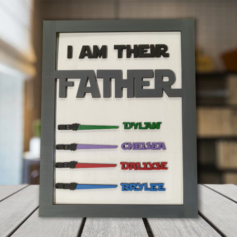 litzzy Personalized Name Puzzle Frame with Lightsaber Pattern for Father's Day Gift Style HM302 Custom Wooden Sign   