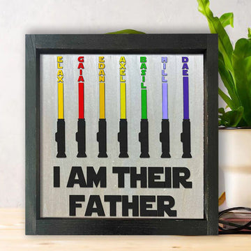 litzzy Personalized Name Puzzle Frame with Custom Name Lightsaber for Best Dad Custom Wooden Sign   