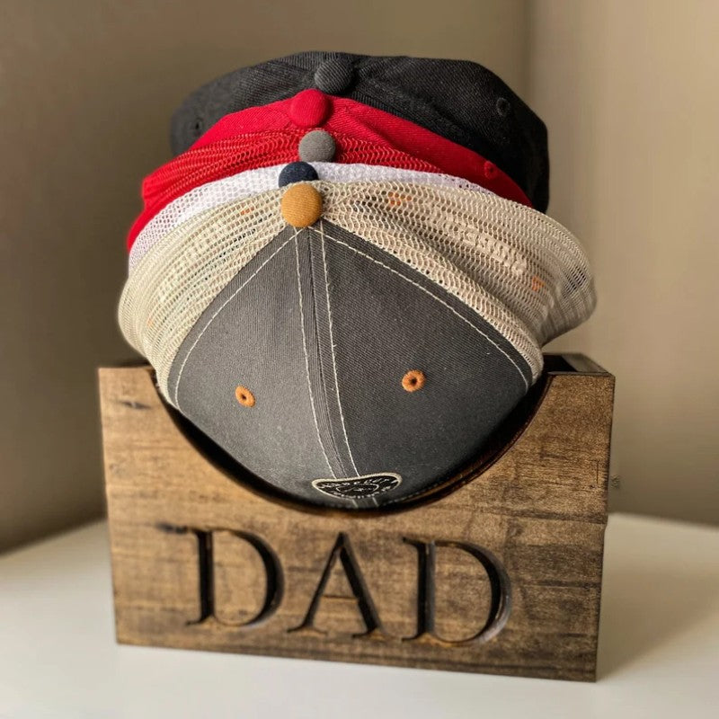 litzzy Hat Holder for Dad, Wooden Hat Holder, Wood Hat Box, Baseball Hat Holder, Cap Organizer, Cap Stand, Father's Day Gifts Custom Wooden Sign   