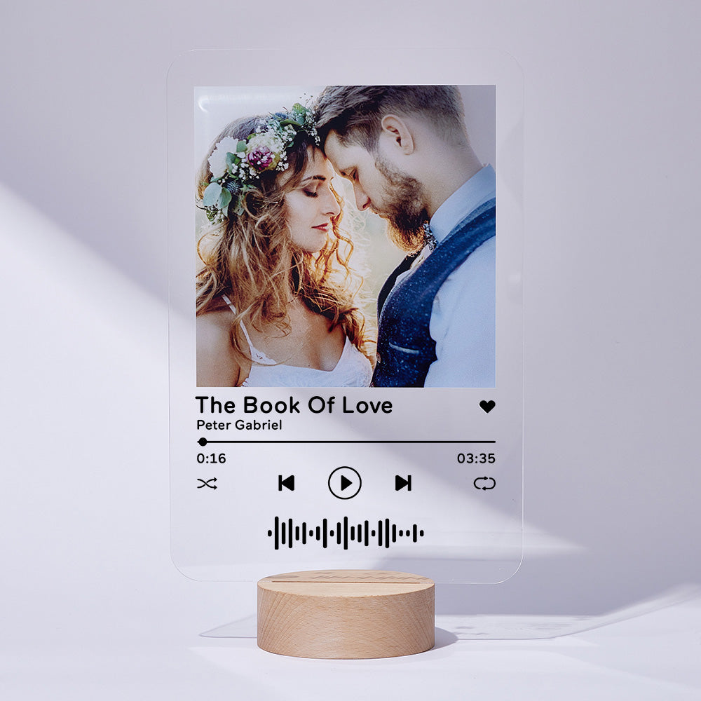 litzzy Custom Scannable Code Acrylic Music Plaque with Wooden Base - 3 Sizes Acrylic Plaque 20*31.5cm Black 