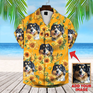litzzy Custom Sunflower & Yellow Pattern Short-Sleeve Hawaiian Shirt Hawaii Shirt   